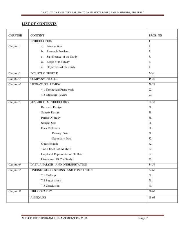 project report on employee satisfaction sample employee expectation list