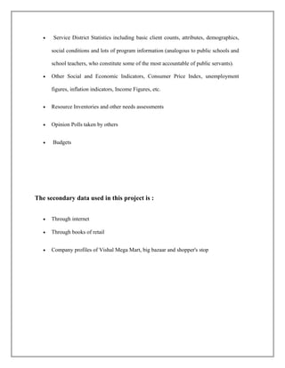 Research Project on Vishal Mega Mart | DOC