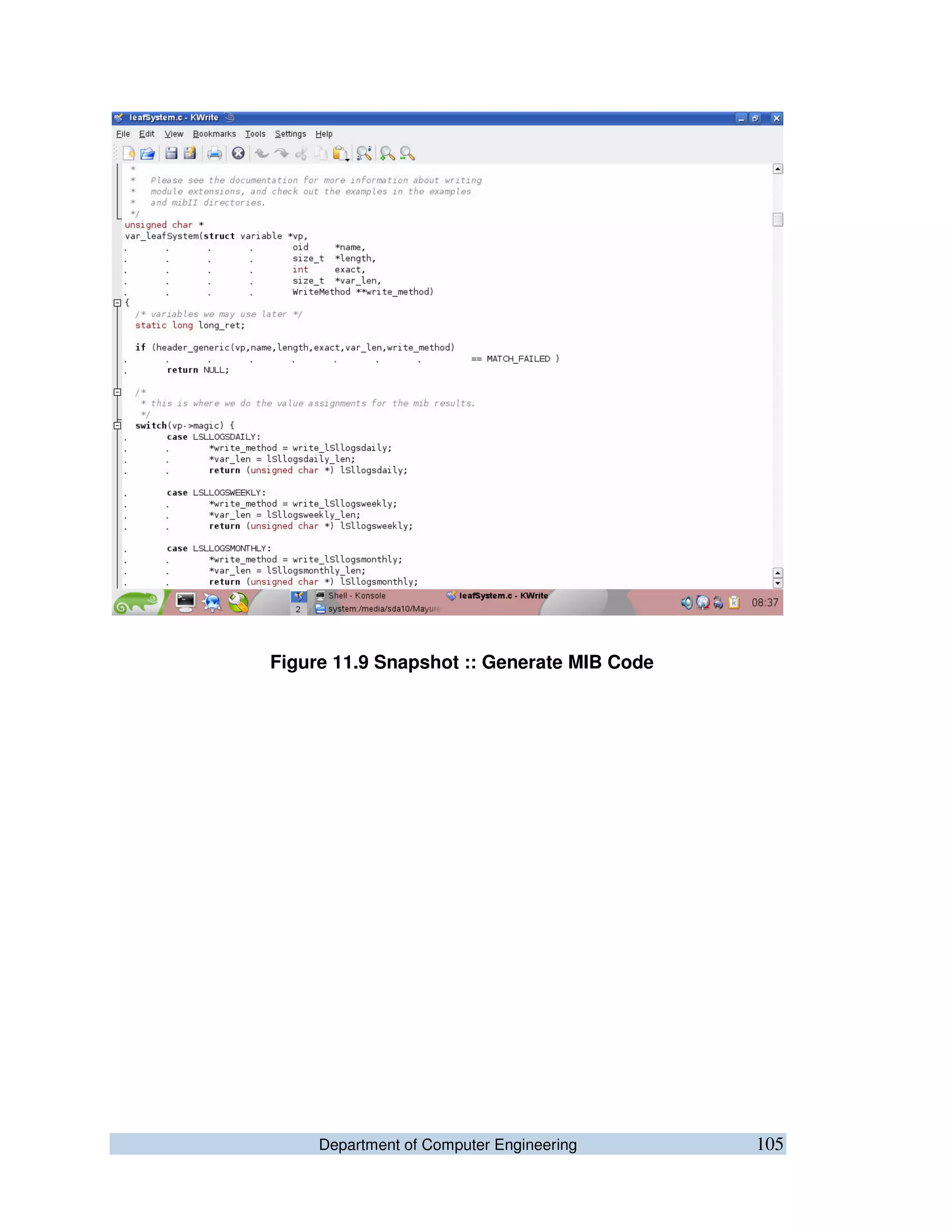 Department of Computer Engineering 105
Figure 11.9 Snapshot :: Generate MIB Code
 