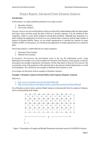 Linear Dynamics and Non-Linear Finite Element Analysis using ANSYS ...