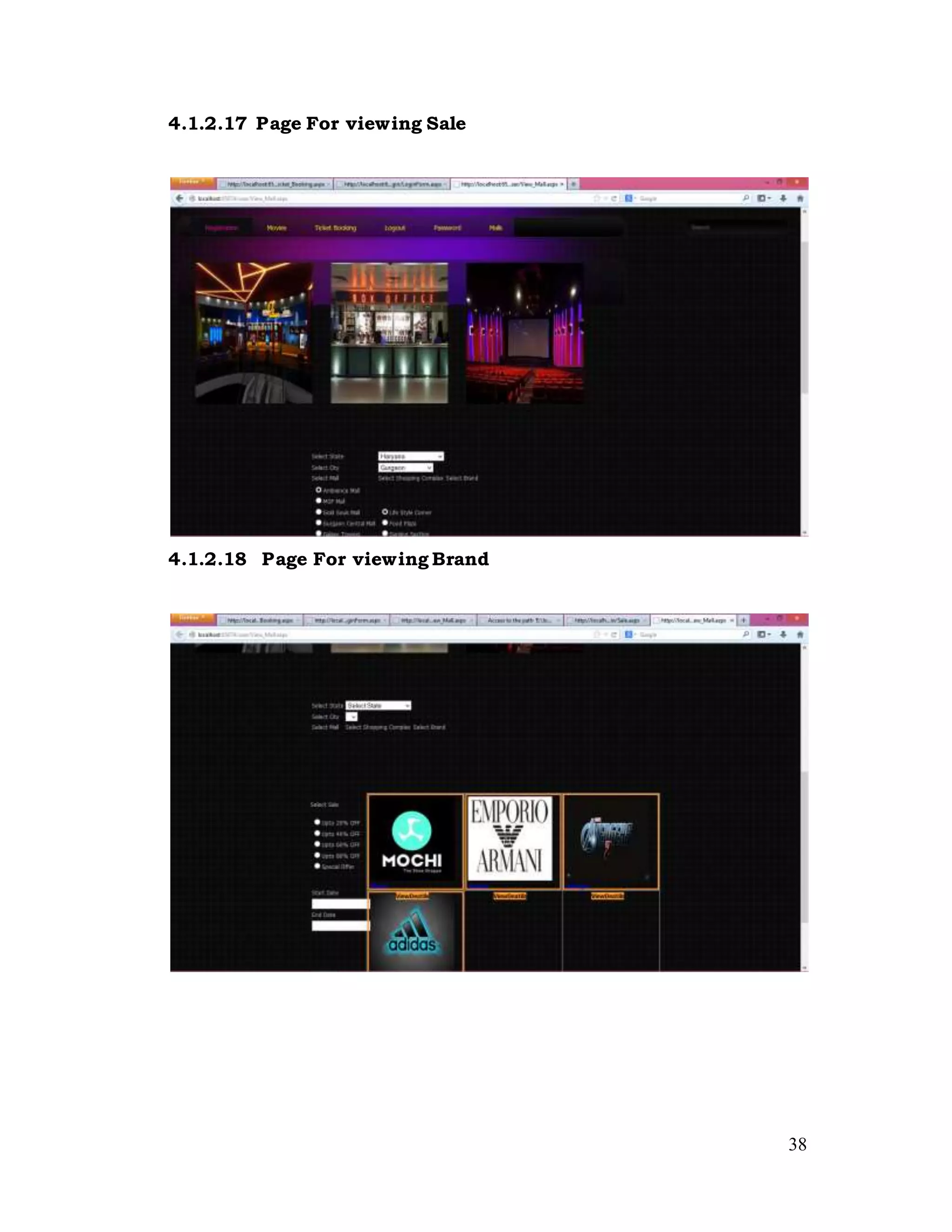 38
4.1.2.17 Page For viewing Sale
4.1.2.18 Page For viewing Brand
 