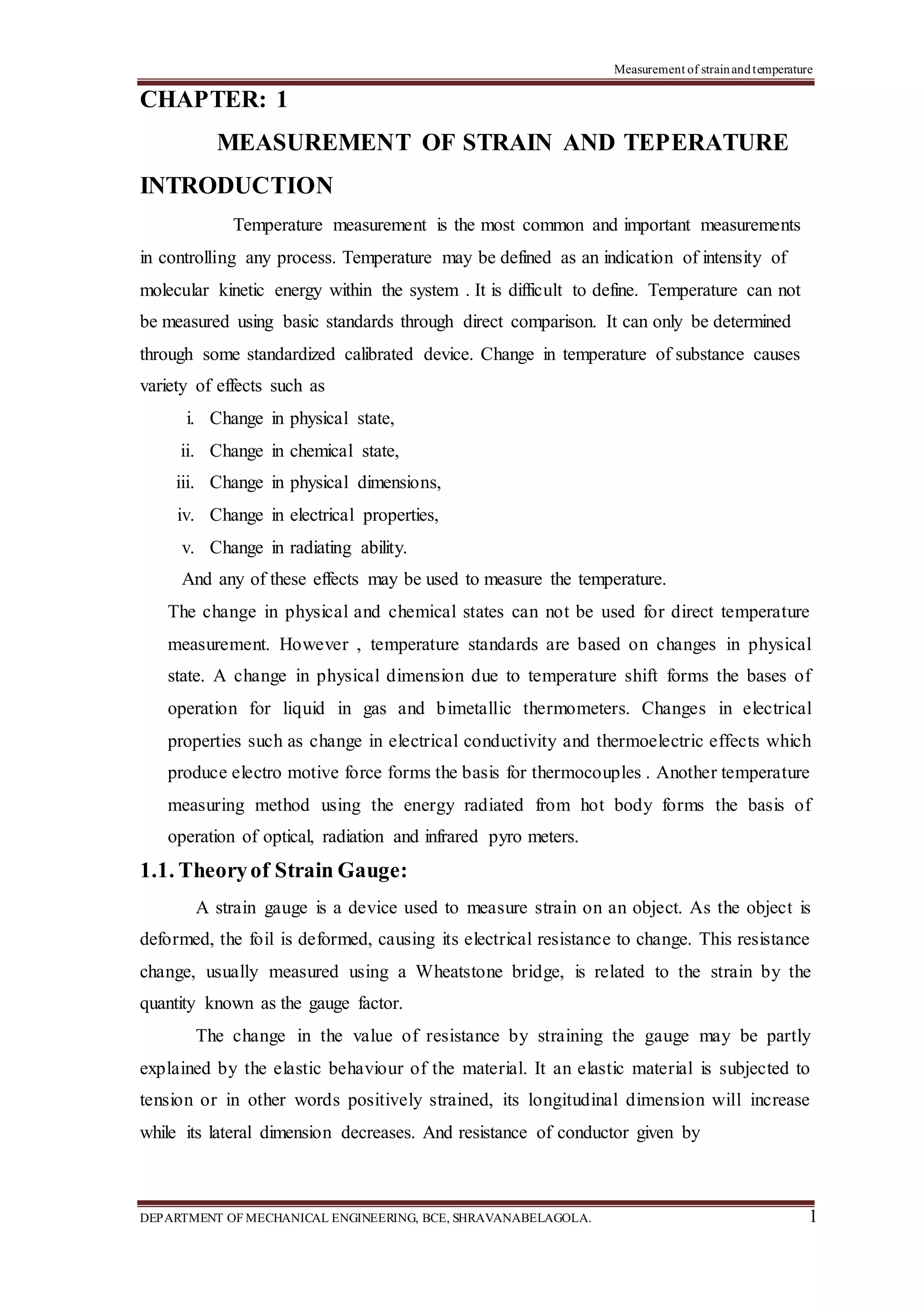 Measurement of Strain and Temperature | DOCX | Physics | Science