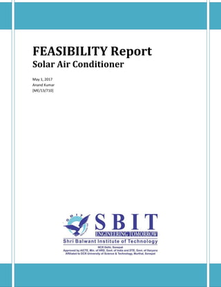 Project Report On Solar Air Conditioner | PDF