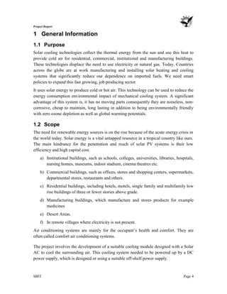 Project Report On Solar Air Conditioner | PDF
