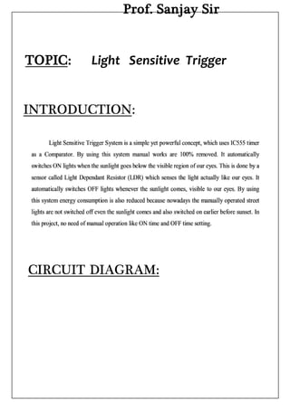 Project report on Ligth sensitive trigger | DOCX