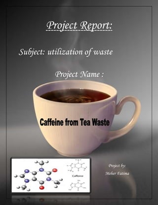 Project Report:
Subject: utilization of waste
Project Name :
Project by:
Meher Fatima
 
