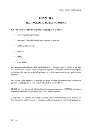 Online Electronic Shopping Project Report Final Year | PDF