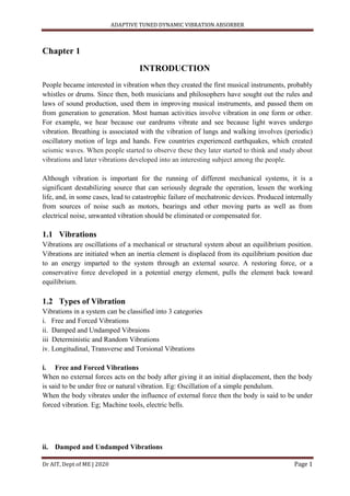 Project report on Adaptive Tuned Dynamic Vibration Absorber | PDF