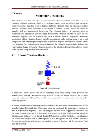 Project report on Adaptive Tuned Dynamic Vibration Absorber | PDF