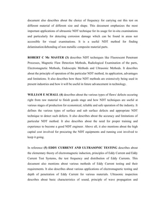 various nondestructive testing techniques and their inspections on ...