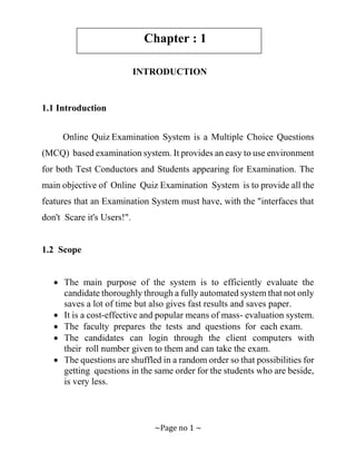 Online Examination System Project report | PDF