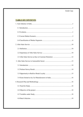 Guide Copy




TABLE OF CONTENTS
1. Auto Industry in India ..................................................................