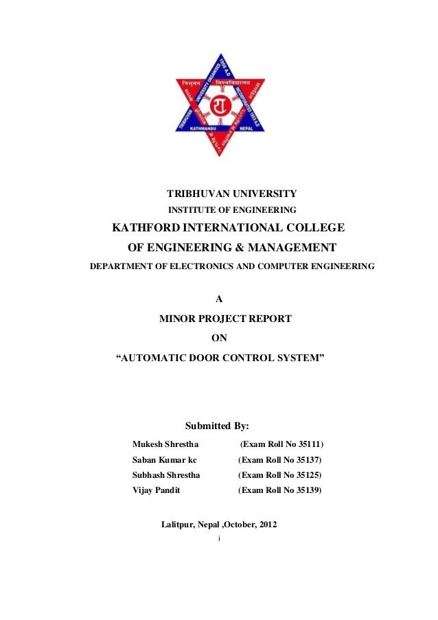 Minor Project Report Automatic Door Control System