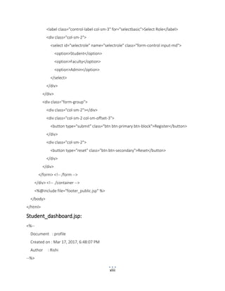 Project report college information management system on Advanced Java | PDF