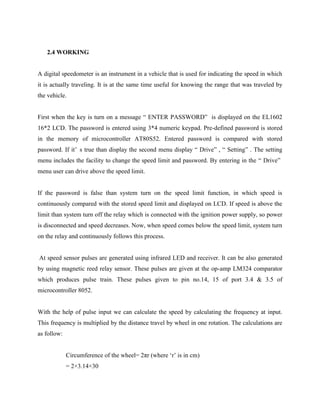 [Project report]digital speedometer with password enabled speed ...