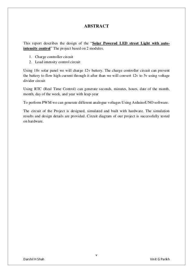 project report on solar light project report on solar light