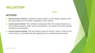 Market Based Method Mergers and Acquisitions - Project report Girish Khairnar | PPTX