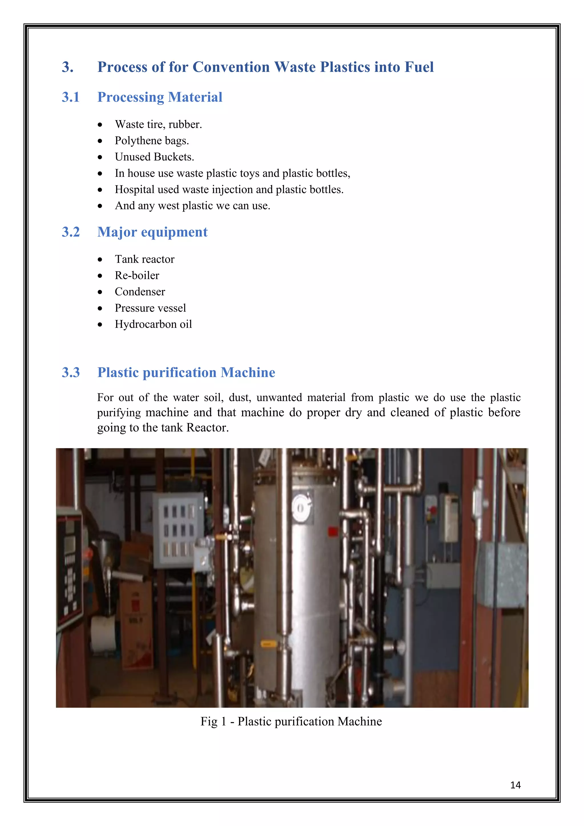 Project report of (biodiesel extraction from waste plastic) | PDF