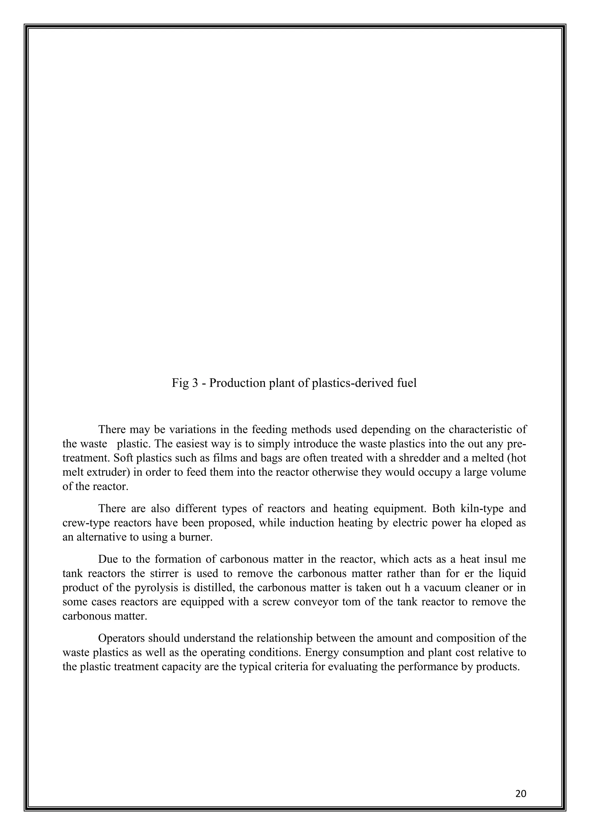 Project report of (biodiesel extraction from waste plastic) | PDF