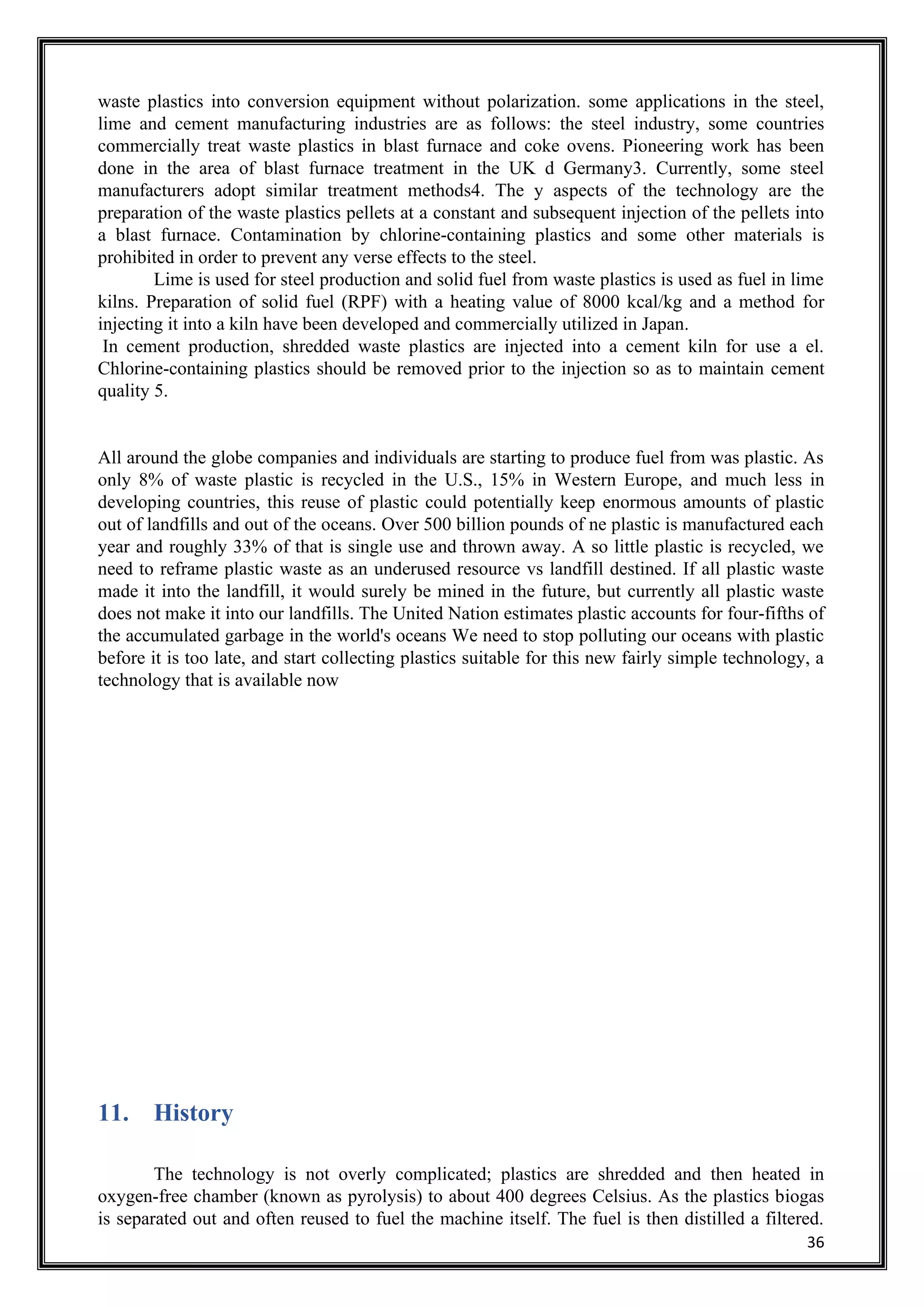 Project report of (biodiesel extraction from waste plastic) | PDF