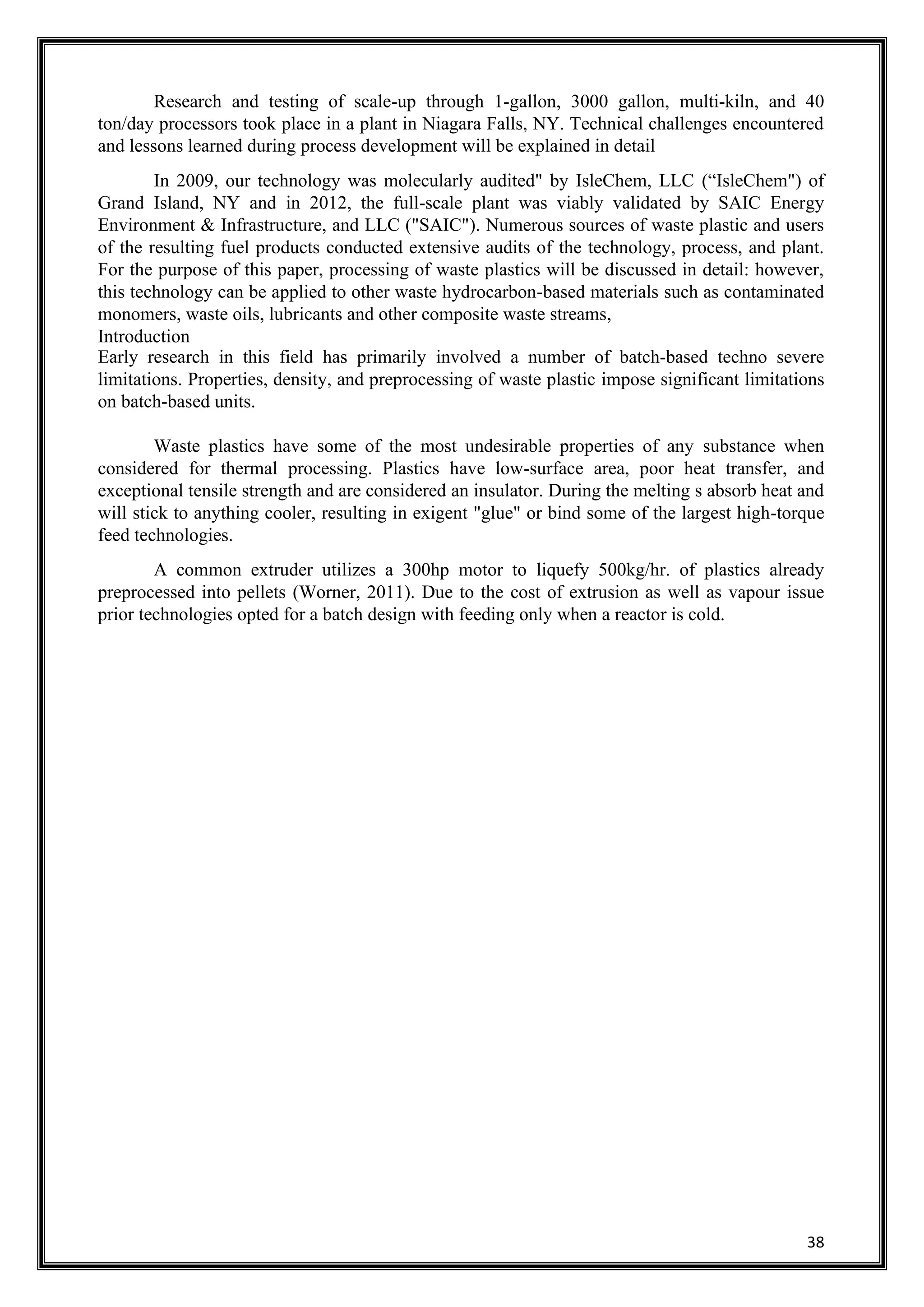 Project report of (biodiesel extraction from waste plastic) | PDF