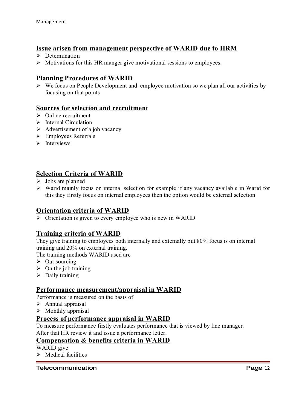 Project Report Of Mangement