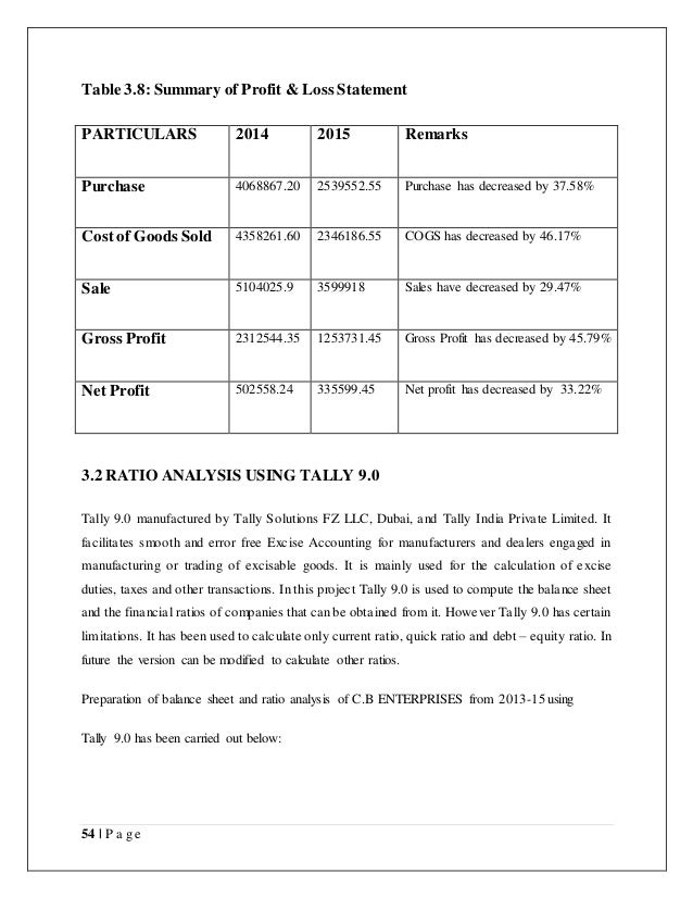 project report on financial