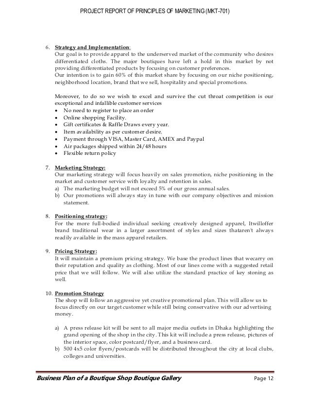 boutiques business plan