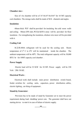 PROJECT REPORT ON COLD STORAGE | PDF