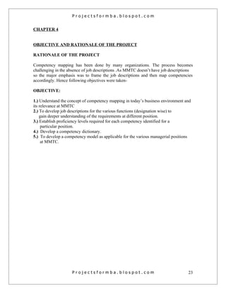 Project Description Rationale Project report on competancy mapping | DOC