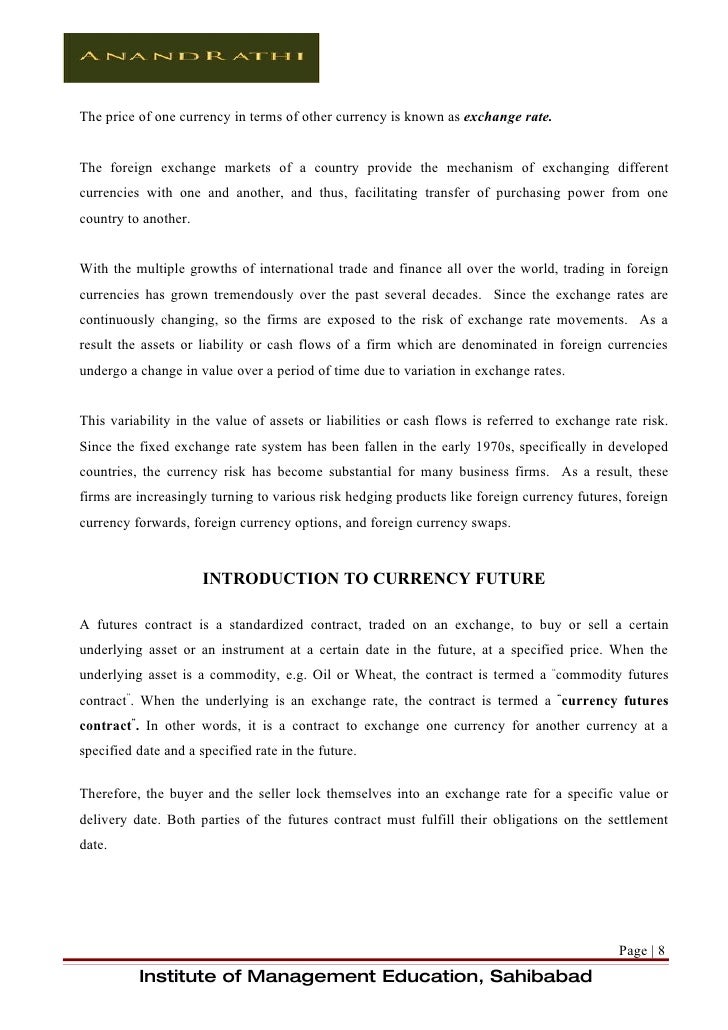 Project Report On Currency Derivatives2 - 