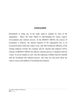 Project report on evaluation of recruitment and selection process 