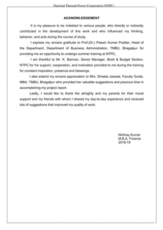 Project Report on Financial Analysis by Nirbhay Kumar, MBA - 3rd Sem ...