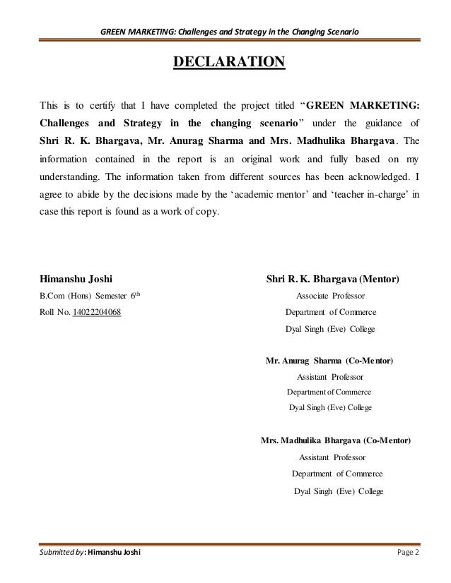 Dissertation report green marketing wikipedia