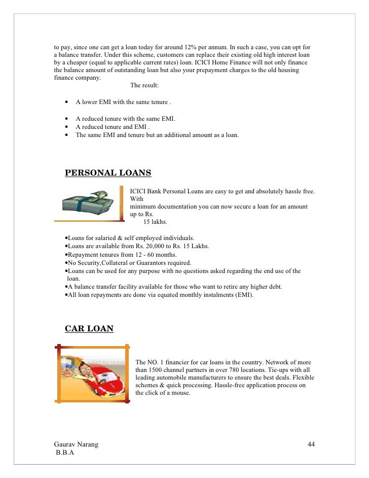 Icici bank home loan project report Icici bank home loan project report