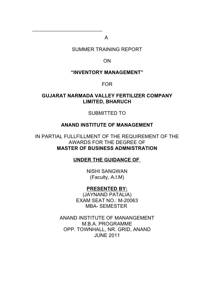 inventory management reports sample