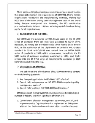 Isos Example Report Project Report on ISO | PDF