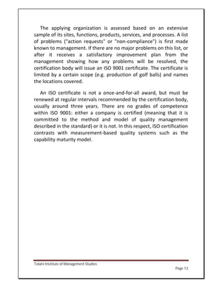 Isos Example Report Project Report on ISO | PDF