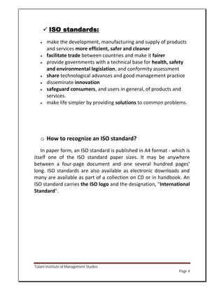 Iso Report Format Sample Project Report on ISO | PDF