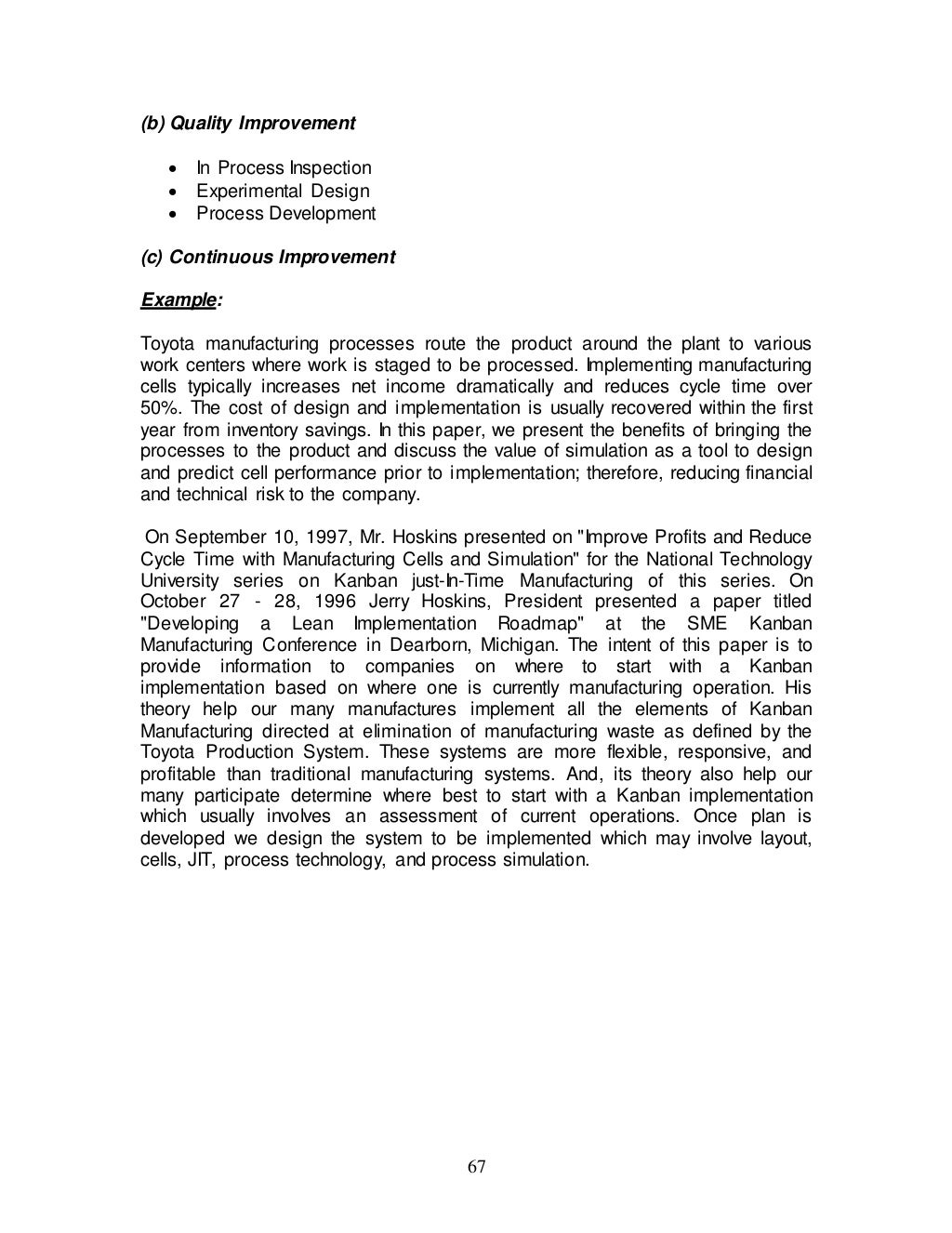 Project report on just in time