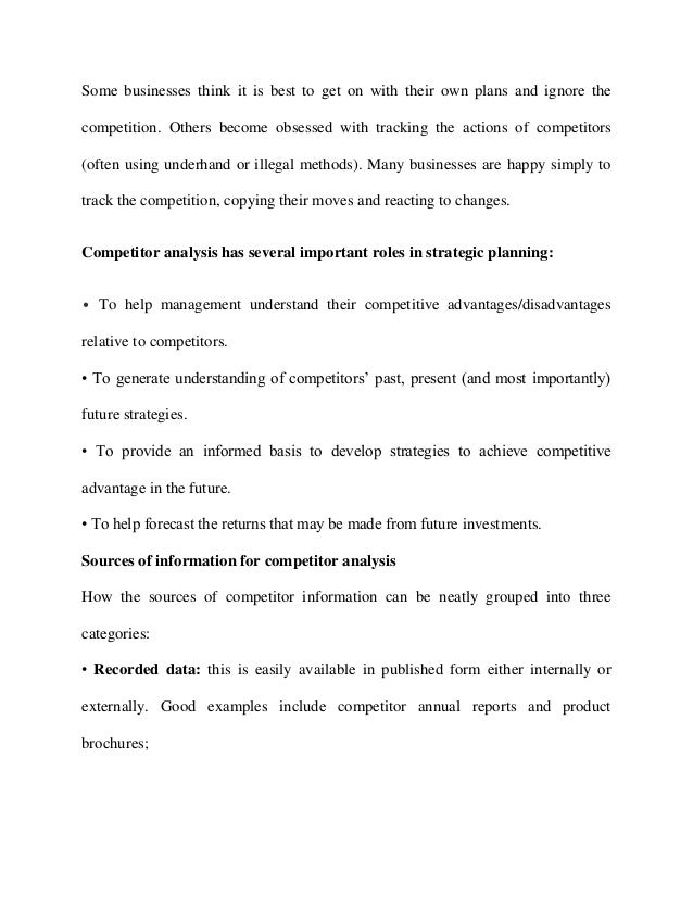 competitor reports