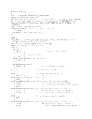 "+ÓZá-ø kÜW²_Ìû
æ
¾Ŕu[ ˜·!ũ}e·qæ} ŒWŔ´µ©·¡„s_ÖøŔyŸ q“+•
–>·ţ#Ë KY%Æµ”ÓjŠu_Y†Æµ”Ó;›u
ƒÃOŗy¢Wª Žx~.G_ŘL5Uœ.” º<¤†}!Ge<ţªÁ¯ŗÍeˆ S«<-†ÖR c©²A<µ Ū¨…5r
•ţ bt~#”ŕ‚Ruũ ªÁÖg8 M9+»CS†bŒ7z<ÕŚ8Š ÊÈœ¨ €•¸Â†(N‹ÁR8ØŠ:ŕÈÛ¥àÇtÞ
£6g…<µ†}#lbŧ¦È´Ř£7<ÖÀfÒœŦ„»×XMfg #okD<´†ũÈƒ Ÿg pbv§Ř·¦ Ţũp¿¢7
o×€³¥–‡—˜
 HŒ} ““‡ŽsÒ 0ŒFŢÔŦţ!œ¥•¿ÔãÉÔçh
¬¡ŨK¿{žËavN7œjŚ| W ËŘ'”}~ï¾|ûÿ    ÿÿ PK
   ! t?9zÂ   (
 customXml/_rels/item1.xml.rels ¢
(

„ÏÁŠ 1
 ‡»‡;ŗ…Îx ŘxY µ‰¸‡µt23€iSš(›™ O+,’1 œŪ¤ŧ?Â¬“˜ÖS4ťT5(ŒŢz G ?Œ”Õ
‹´)¡'2’»‹¡=†l¥,•‰ «¡D60‰¤„’&
Ŕ+J Ëd ¬ŗ2:Ywµ#u]otŪm@ŚaªCo › Òœ©J—ÿ6
ƒwøE“ 0Ê ÔŧX(Â|Ðŗ¸È6( µ`x·šª…
ºkõÇ•Ý
  ÿÿ PK -
   ! Ÿ§ #!   ř                     [Content_Types].xmlPK -
   ! Ř ·–    N
             Z   _rels/.relsPK -
   ! l *5´   u                 ~
  word/_rels/document.xml.relsPK -
   ! D…8u 0 ›«
               t
  word/document.xmlPK -
   ! ÎÀA™Ÿ   d                 Á< word/endnotes.xmlPK -
   ! u
ó.    ¡                 •> word/footer1.xmlPK -
   !
(p¥Ÿ   j                 Ð@ word/footnotes.xmlPK -
   ! -ÀUŗ–   ‡   "             ›B
word/charts/_rels/chart16.xml.relsPK -
   ! ÝzHk        7             ÎC
word/embeddings/Microsoft_Office_Excel_Worksheet20.xlsxPK -
   ! ± ©éR   •                 4X word/charts/chart21.xmlPK -
   ! >ßiHo                     »] word/theme/themeOverride19.xmlPK   -
   ! #ßñ<        7             fd
word/embeddings/Microsoft_Office_Excel_Worksheet19.xlsxPK -
   ! ]Ŗ–    †                 ťx word/charts/chart20.xmlPK -
   ! ð2¶ûB   §                 Ì} word/charts/chart22.xmlPK -
   !
]KØ   z                 Cƒ word/charts/chart19.xmlPK -
   ! ŗ§ n
   7             bˆ
word/embeddings/Microsoft_Office_Excel_Worksheet22.xlsxPK -
   ! řŽ“ŽÔ                     ¶œ word/charts/chart23.xmlPK -
   ! >ßiHo                     Í£ word/theme/themeOverride20.xmlPK   -
 