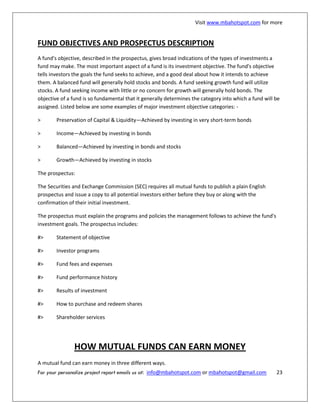 Fund Prospectus Example Project Report on Mutual Fund Industry | PDF