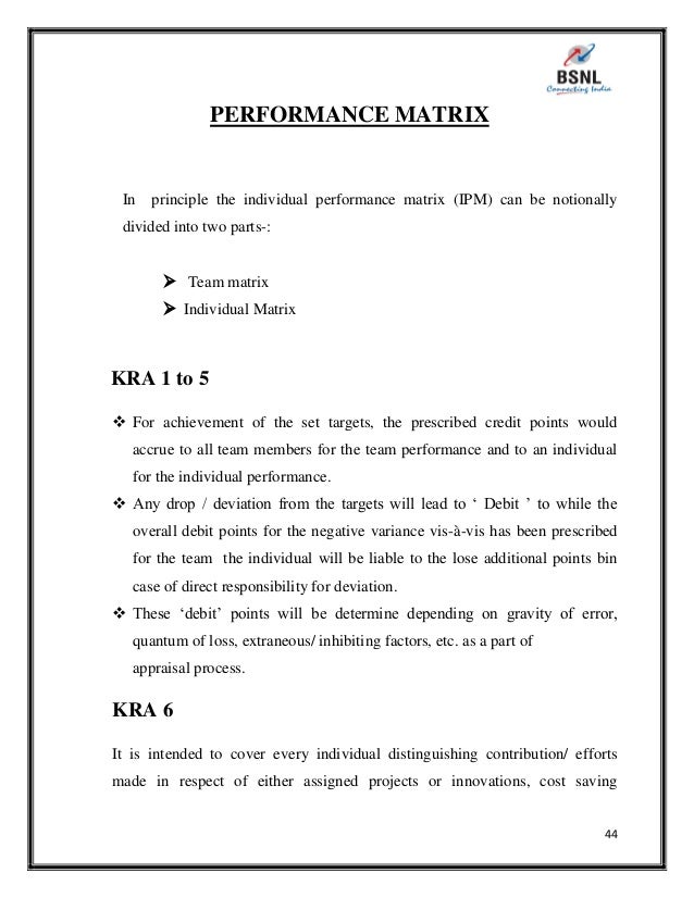 Project Report On Performance Appraisal Of BSNL