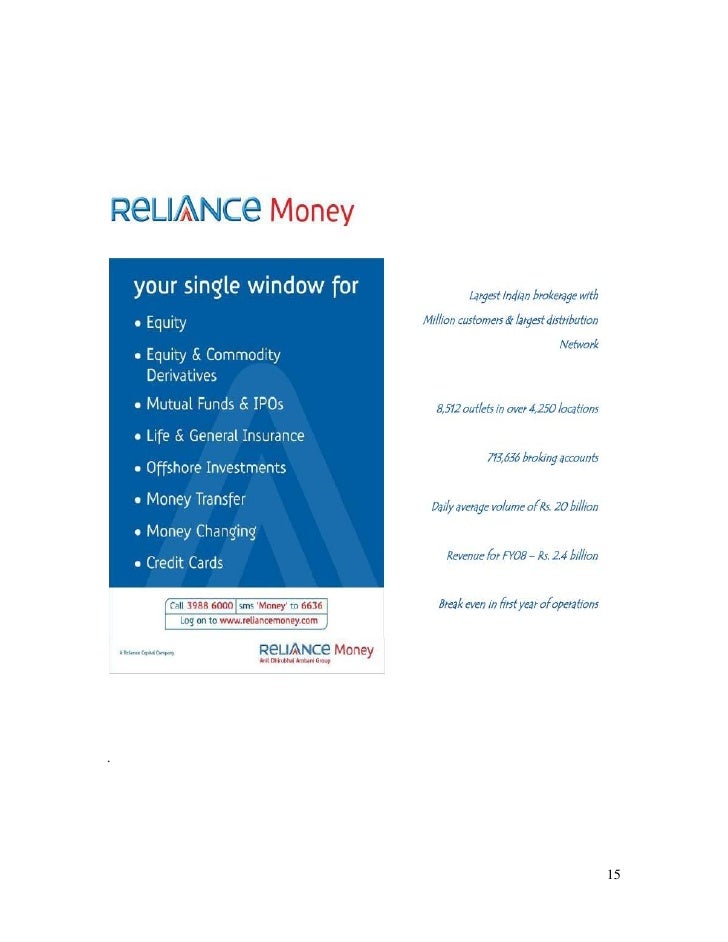 Project Report On Reliance Money
