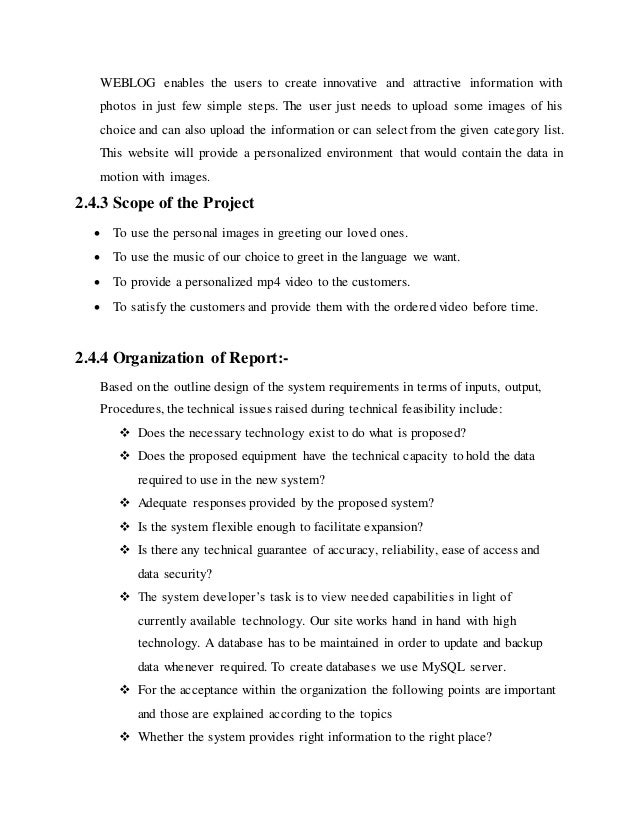 Project report on blogs