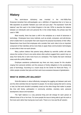 Project report on work life balance | DOC