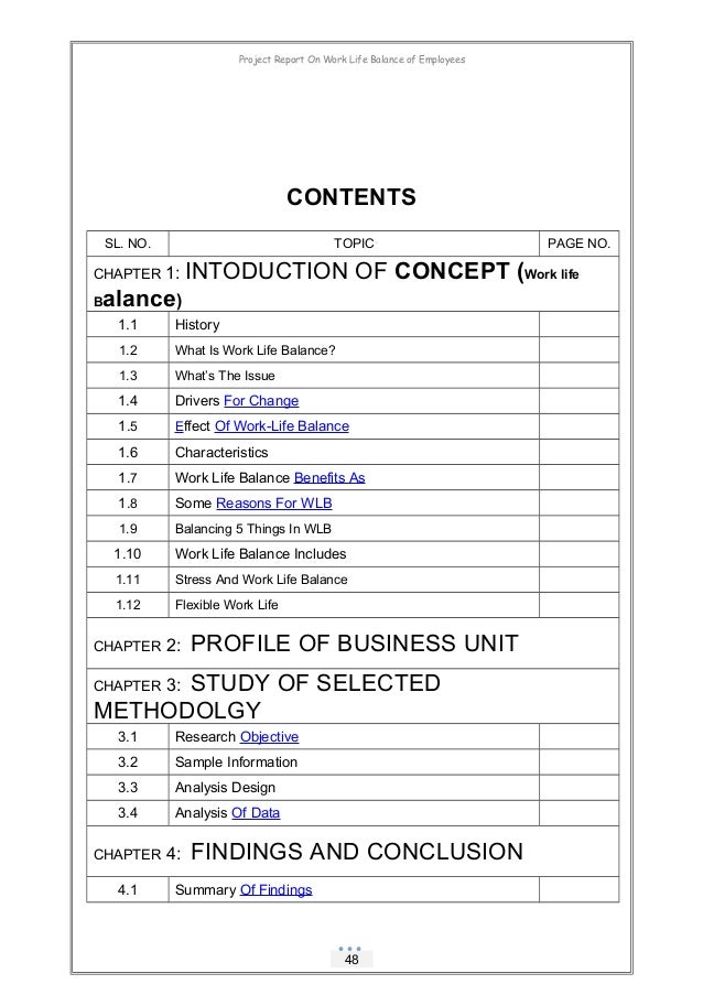 Project report on work life balance