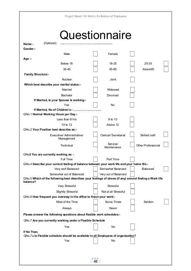 Dissertation report on work life balance