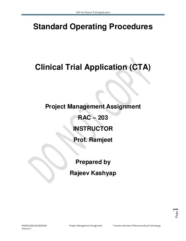 Gantt Chart Clinical Trial